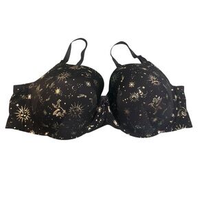 Torrid Perfect Tshirt Lightly Lined Black Pegasus Celestial Bra Size 50D